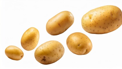Obraz premium flying potatoes isolated on transparent background
