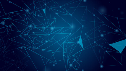 Low Poly Geometric Wireframe Design – Abstract Technology Background with Connected Lines and Triangles