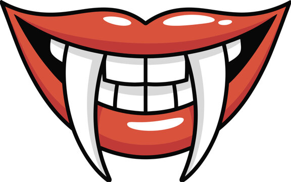Cartoon Vampire Fangs and Lips Illustration