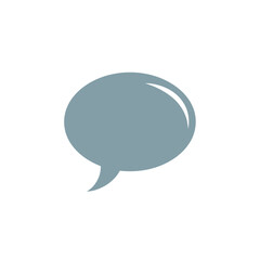 A simple light blue speech bubble icon isolated on a white background representing communication or dialogue