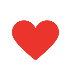 A simple graphic of a red heart shape centered on a white background representing love and affection symbol