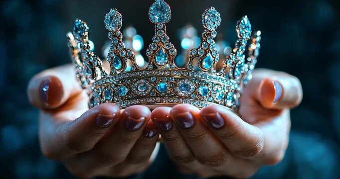 Ornate crown held in hands