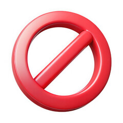 Glossy red prohibition symbol isolated on transparent background