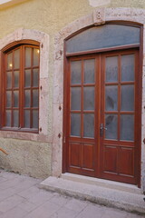 Old unusual door. High quality photo