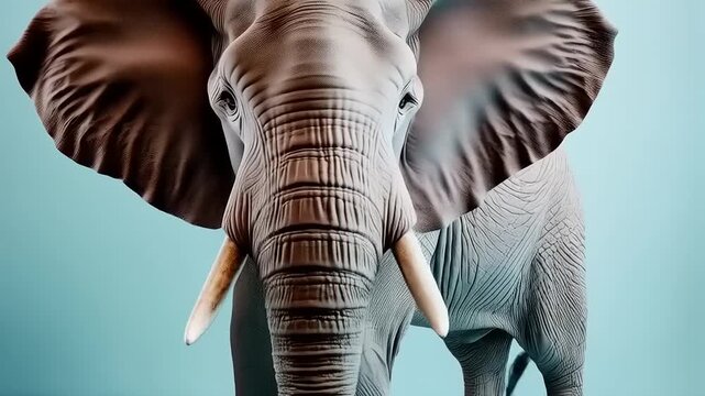 Majestic Elephant Isolated on light blue background, Generative AI Concept