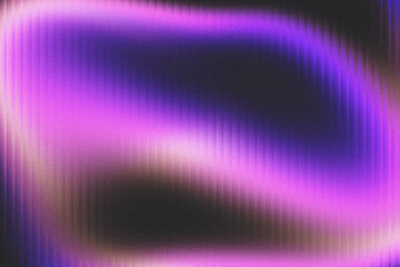 Frosted ribbed fluted corrugated glass grainy rough synthwave blurred neon noise fluid colors backdrop. Vertical line stripes pastel polycarbonate panels. Digital grain dust soft noise effect.