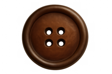 Classic brown button isolated on transparent background, perfect for sewing, crafting, and design projects