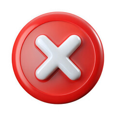 Obraz premium Red circle with white cross mark icon isolated on transparent background