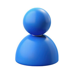 Simple blue 3d human icon figure isolated on transparent background