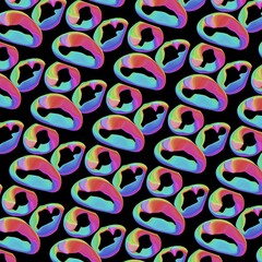 Abstract colorful pattern with psychedelic shapes on black background  