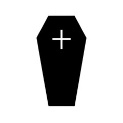 Obraz premium Elegant Coffin Silhouette: An elegant, stylized coffin silhouette with a simple cross, conveying solemnity and reflecting a moment of somber reflection.