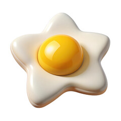 3d star shaped fried egg isolated on transparent background