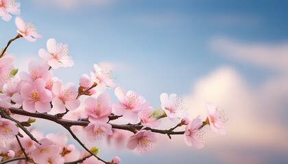 delicate pink blossoms on a branch against a pastel sky springtime beauty nature image