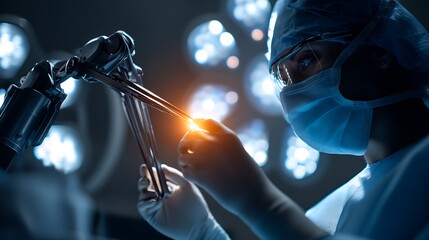 Robotic Surgery Innovation Advanced Medical Technology Healthcare Professional Using Robotic Arm Precision Instruments