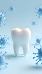 Tooth Protection - White Tooth Surrounded by Virus Particles - Healthcare Concept