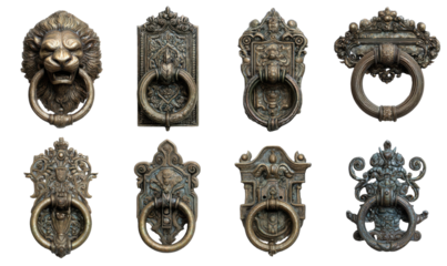 Ornate door handles in a grid pattern