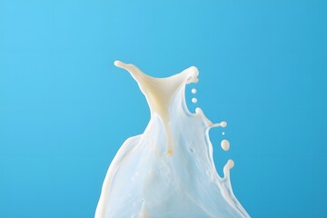 Dynamic Milk Splash Against Blue Background - Liquid Motion Photography