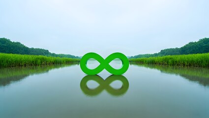 Infinity Symbol Reflection in Marsh Landscape