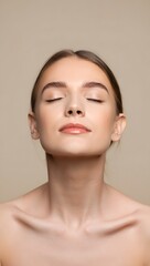 Serene Woman with Closed Eyes, Minimalist Portrait