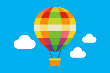 Cute Illustrated Hot Air Balloon With Colorful Pattern