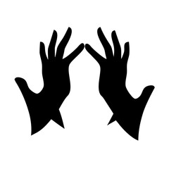 Vector art of two hands reaching up isolated on white background