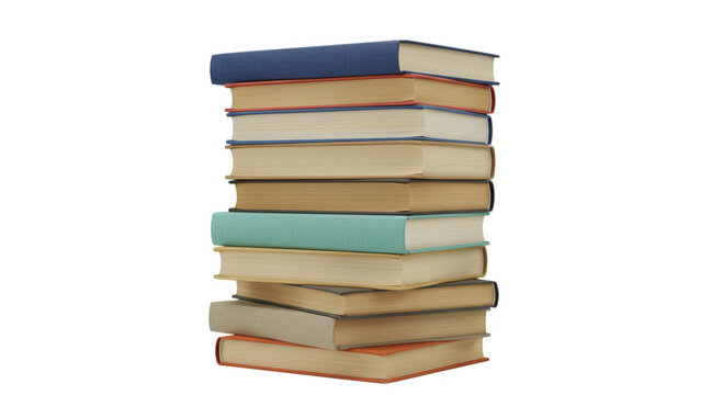 Stack of old books isolated on transparent background