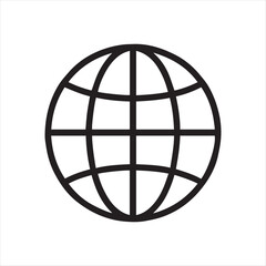 World Globe Icon Representing Global Communication and Connectivity Minimalist Black and White Design for Simplicity and Clarity in Visual Representation