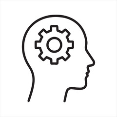 Human Brain and Gear Graphic Symbolizing Thinking Process and Mental Activity Featuring Intricate Details and Symbolic Representation of Cognition and Intelligence