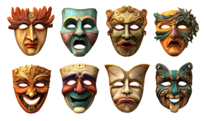 Collection of colorful, expressive masks