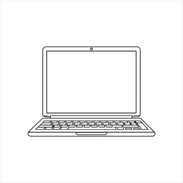 Sleek Laptop Illustration: Modern Technology and Minimalist Design for Digital Projects and Creative Presentations, Isolated on White Background, Detailed Graphics