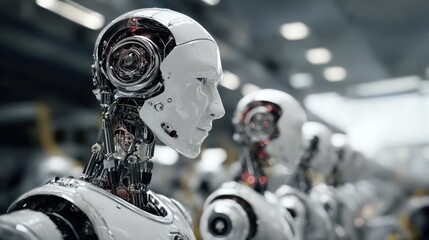Fototapeta premium Robotic Heads in a Factory