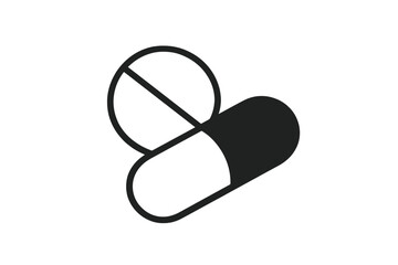 Medical design element, medicament and pharmaceutical symbol, pill icon set