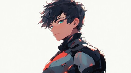 Stylish profile of a young superhero, Robin.