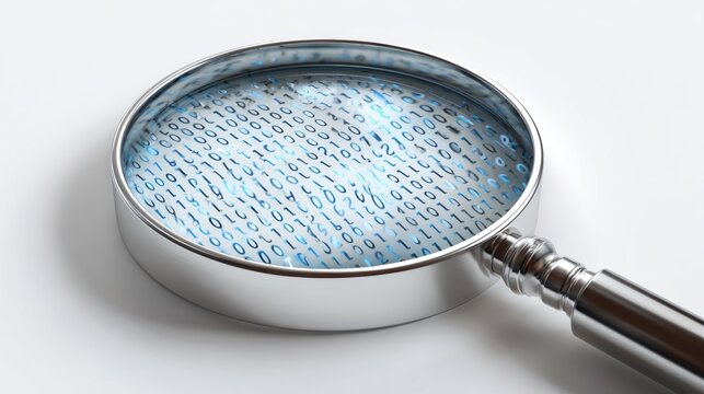 Magnifying glass over digital data