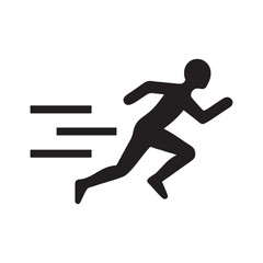 Dynamic silhouette of a running person with motion lines representing speed fitness and athletic activity perfect for sports branding and design