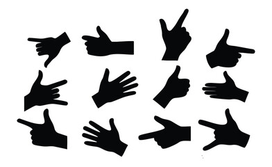 Collection of diverse hand gestures in various poses rendered in a clean modern vector style with vibrant color options