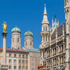 View of the Munich town hall, Bavaria, Germany, neo-Gothic building