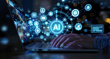 Artificial intelligence laptop nighttime work