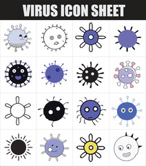 Virus and Germ Icons Collection in Editable Icon Sheet
Flat Virus and Germ Icons Set for Health and Medical Use
Medical Germ and Virus Icon Sheet in Vector Style
Infectious Disease Icons on White B