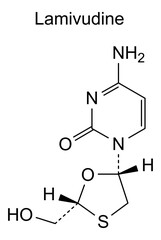 Chemical structure of lamivudine, drug substance