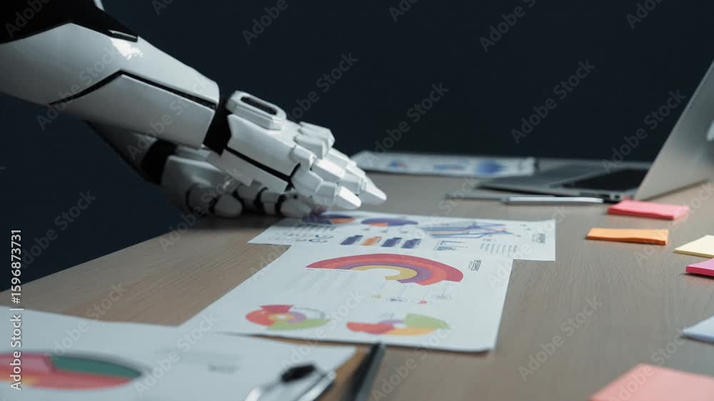 Poster Business professionals using an AI assistant to analyze data and optimize strategies, illustrating smart collaboration between humans and artificial intelligence. Noogenesis AI