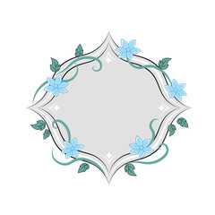 Beautiful frame with flowers, flat style, minimalism, pastel colors, isolate on white
