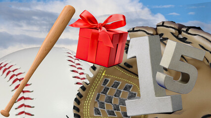 Perfect birthday card for baseball lovers' celebration, age is   15