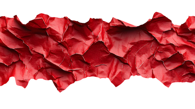 Abstract red crumpled paper with torn edges on a seamless design, perfect for texture overlays
