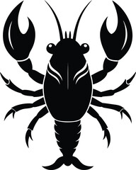 Obraz premium Front View Black Silhouette Of A Lobster Diving On