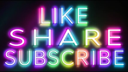 Vibrant neon sign urging viewers to like, share, and subscribe. - Powered by Adobe