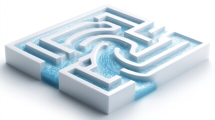 3D Maze with Blue Liquid