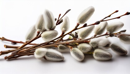 willow twigs isolated on white background