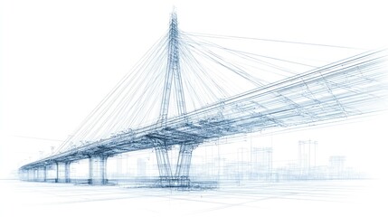 Abstract architectural bridge drawing