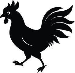 Obraz premium Profile Silhouette Black Silhouette Of A Chicken Jumping